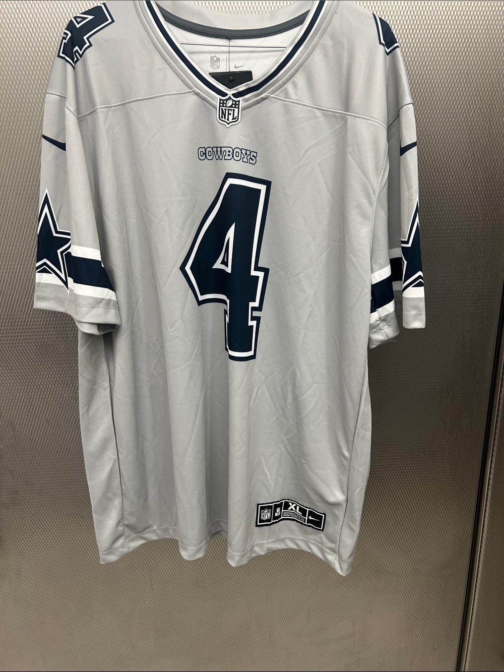 NFL Cowboys #4 Gray and Navy Men's Jersey Prescott